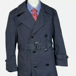 DSCP Military Trench Coat Black Belted Cotton Blend Removable Lining SZ: 44L NWT